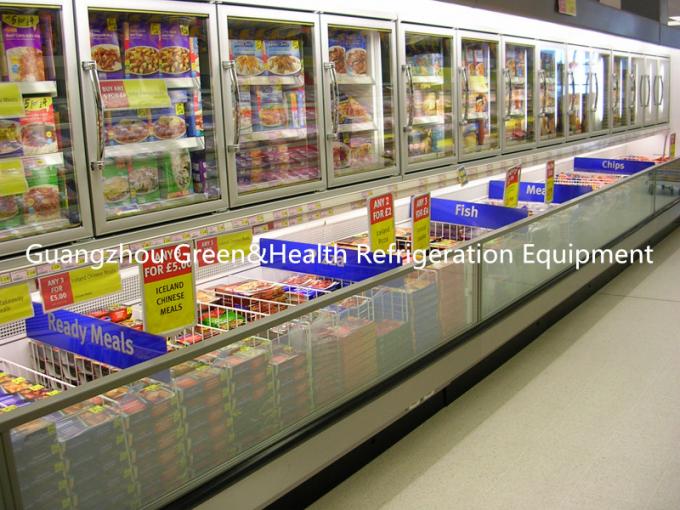 Congelador de cristal de la combinación de la puerta, refrigerador comercial del rendimiento energético de la exhibición