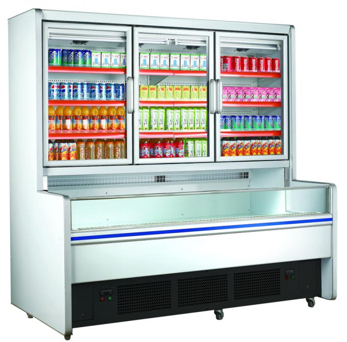 Congelador de la combinación con la puerta de cristal, refrigerador comercial del rendimiento energético de la exhibición 1600w