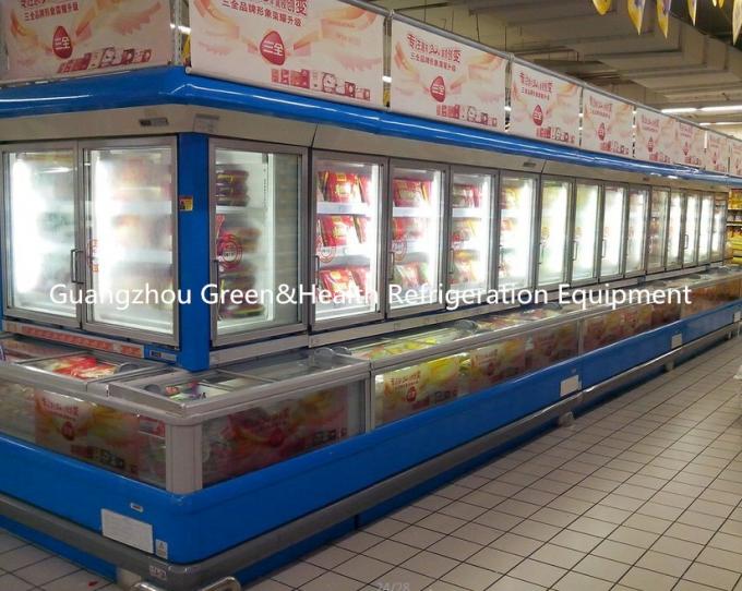 Congelador de cristal de la combinación de la puerta, refrigerador comercial del rendimiento energético de la exhibición