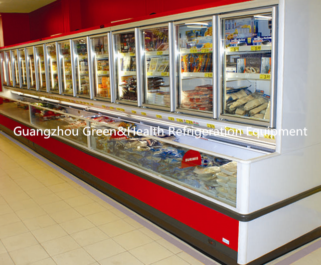 Congelador de cristal de la combinación de la puerta, refrigerador comercial del rendimiento energético de la exhibición