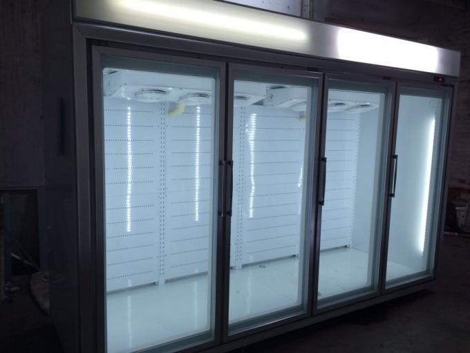Refrigerador de cristal de la exhibición del trastero fresco del oro para la bebida y la leche