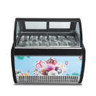 12 cacerolas de color gris helado italiano congelador de exhibición para heladería