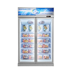 Sistema de refrigeración de ventilador 3 puertas congelador de puerta de vidrio vertical con compresor Wanbao