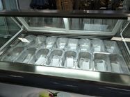 12 cacerolas de color gris helado italiano congelador de exhibición para heladería