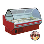 escaparate de cristal curvado refrigerador de la exhibición de la comida congelada de la carne de la panadería de la exhibición de la tienda de delicatessen 60hz