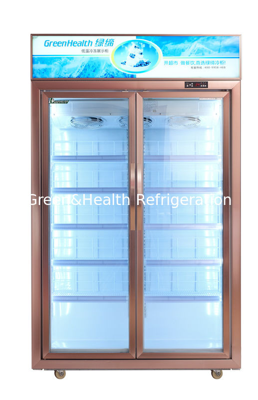 Congelador de refrigerador de cristal de la exhibición de las puertas del anuncio publicitario 2 para la bebida fría de la bebida