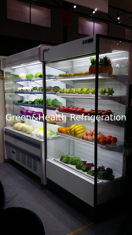 Pequeño escaparate de cristal lleno de la exhibición de las frutas del refrigerador de Multideck para la tienda conveniente
