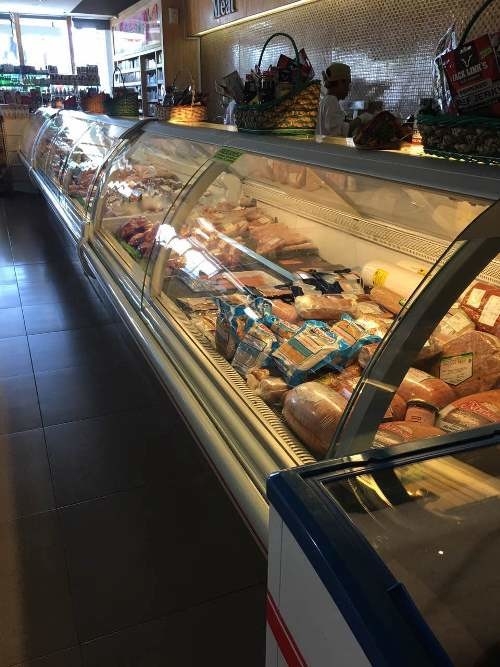 Escaparate de cristal curvado R134 de la exhibición del refrigerador/de la comida de la exhibición de la tienda de delicatessen