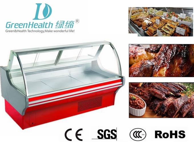 Escaparate de cristal curvado R134 de la exhibición del refrigerador/de la comida de la exhibición de la tienda de delicatessen