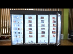 Black Color Flat R404a 4000W Standing Glass Door Freezer