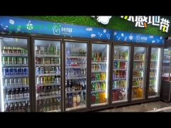 Escaparate de cristal comercial de Visicooler del refrigerador de la puerta del supermercado vertical para el jugo