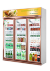 Refrigerador comercial al por menor de la exhibición de la bebida con 3 puertas de cristal
