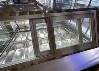 Congelador italiano comercial de la exhibición del helado con la luz modificada para requisitos particulares del OEM de las cacerolas
