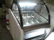 Congelador italiano comercial de la exhibición del helado con la luz modificada para requisitos particulares del OEM de las cacerolas