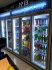 Automático descongele el refrigerador de cristal comercial de la bebida de la puerta para el supermercado con el calentador