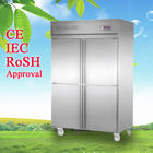 Las puertas verticales comerciales del congelador 4 de la cocina/del ultramarinos doblan temperatura con las ruedas móviles fáciles