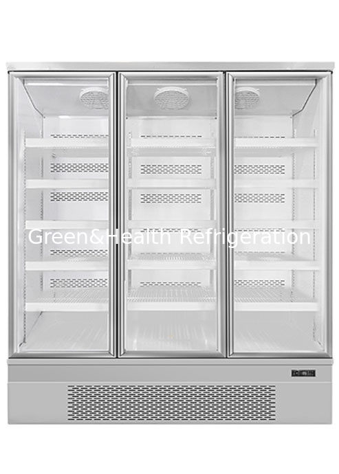 Congelador de exhibición de alimentos vertical con ventilador de refrigeración y estantes ajustables para supermercados
