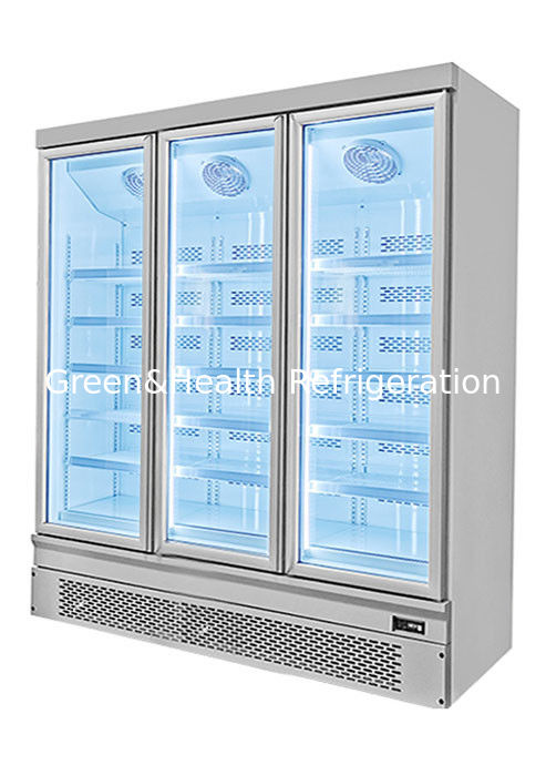 Congelador de exhibición de alimentos vertical con ventilador de refrigeración y estantes ajustables para supermercados