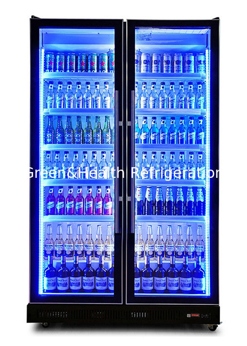 Refrigerador comercial de exhibición de bebidas con iluminación LED personalizada, puerta de cierre automático y compresor Danfoss/Embraco