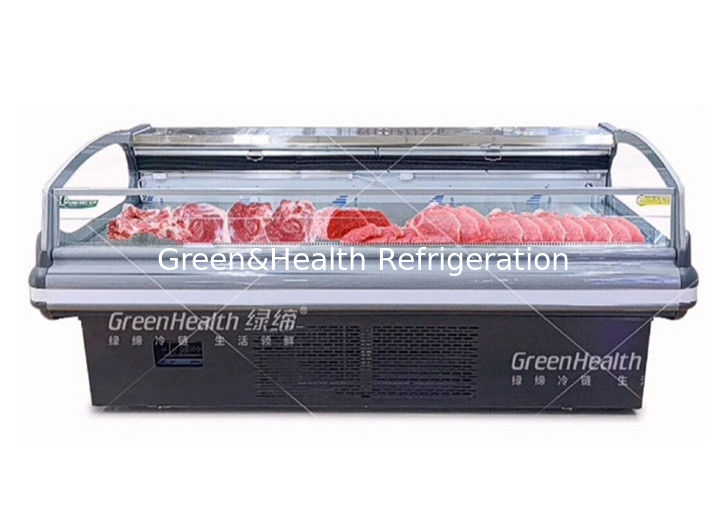 Refrigerador comercial para exhibición de carne con iluminación LED de enfriamiento dinámico y compresores Danfoss/Secop para supermercados
