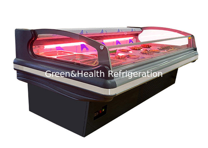 Refrigerador comercial para exhibición de carne con iluminación LED de enfriamiento dinámico y compresores Danfoss/Secop para supermercados