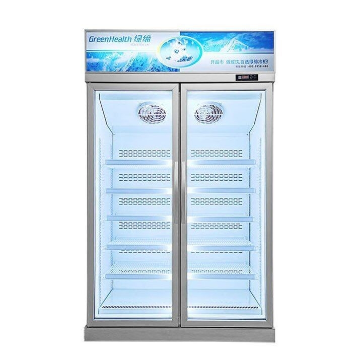 Congelador vertical de la exhibición de las puertas de cristal del supermercado 1/2/3 para el helado