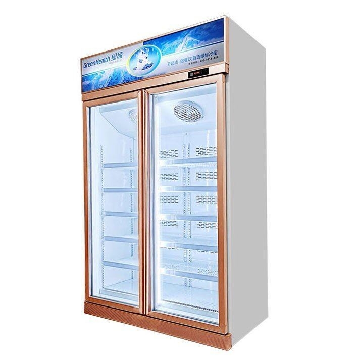 Congelador vertical de la exhibición de las puertas de cristal del supermercado 1/2/3 para el helado
