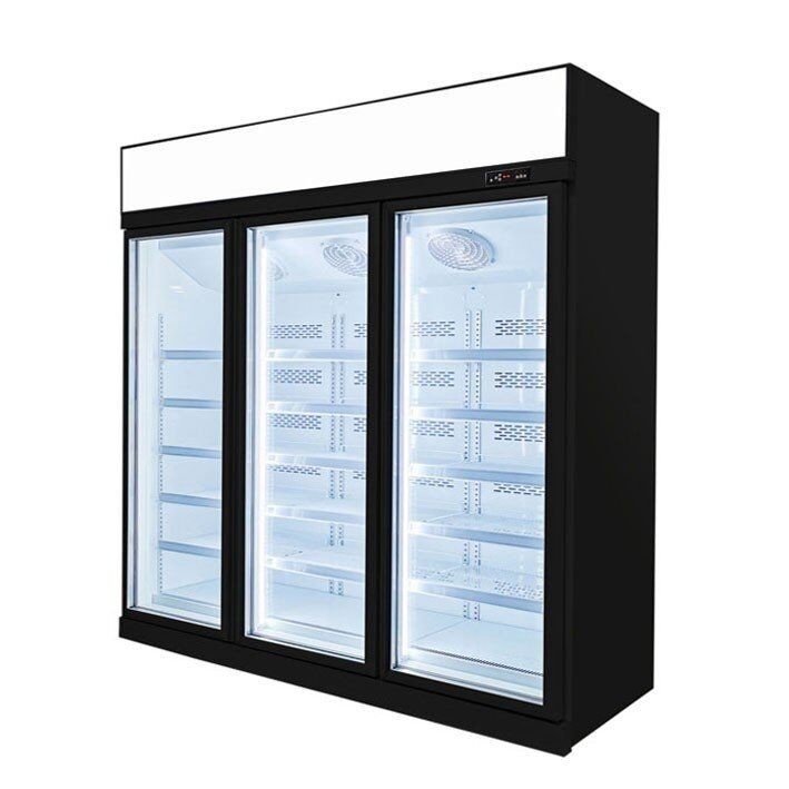 Congelador vertical de la exhibición de las puertas de cristal del supermercado 1/2/3 para el helado