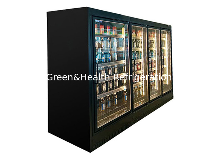 Refrigerador de varios pisos con 4 puertas de vidrio, refrigerador de almacenamiento de productos lácteos de 2 a 8 grados