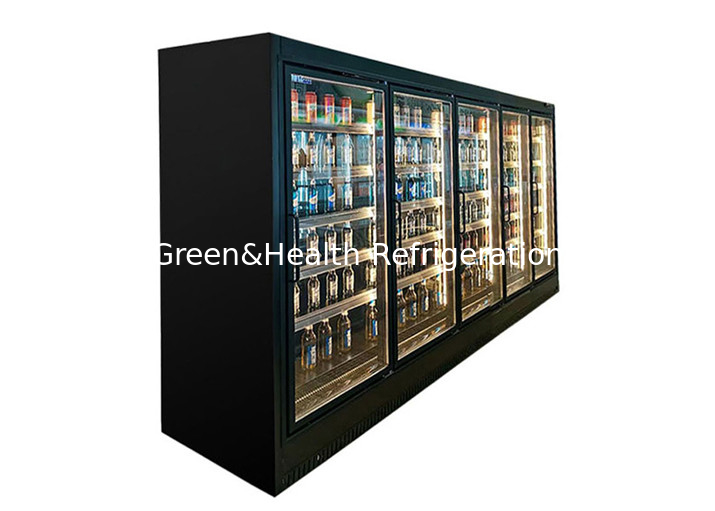 Refrigerador de varios pisos con 4 puertas de vidrio, refrigerador de almacenamiento de productos lácteos de 2 a 8 grados