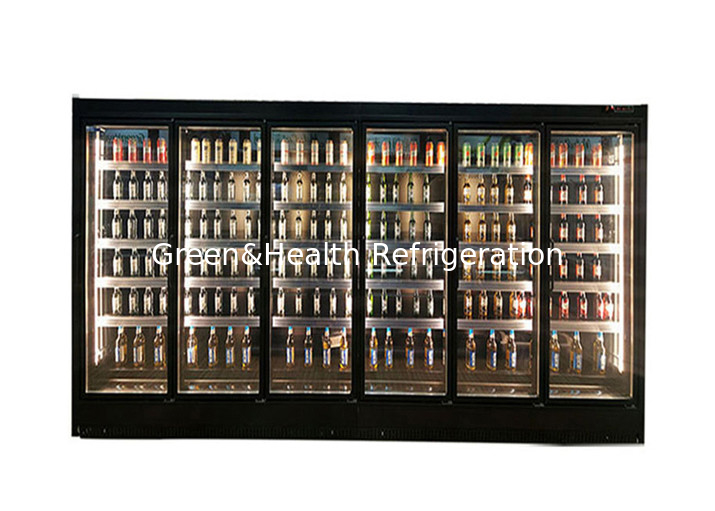 Refrigerador de varios pisos con 4 puertas de vidrio, refrigerador de almacenamiento de productos lácteos de 2 a 8 grados