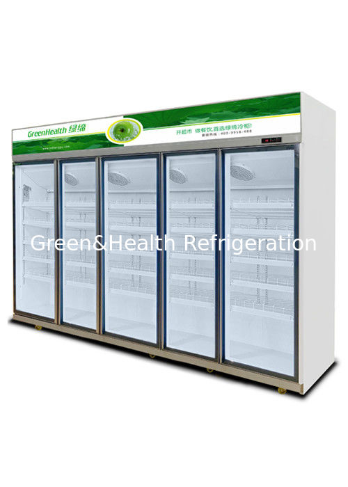 Enfriador de bebidas comercial con puerta de vidrio triple de 1050 W de potencia y capacidad de 1530 L para supermercados