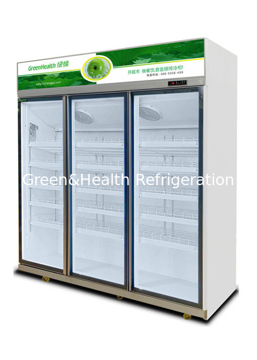 Enfriador de bebidas comercial con puerta de vidrio triple de 1050 W de potencia y capacidad de 1530 L para supermercados