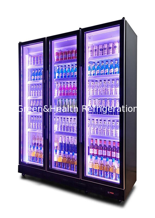 3 Color claro 740L Aire de refrigeración puerta de vidrio de botella de refrigeración de pantalla de nevera