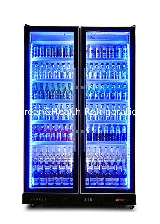 3 Color claro 740L Aire de refrigeración puerta de vidrio de botella de refrigeración de pantalla de nevera