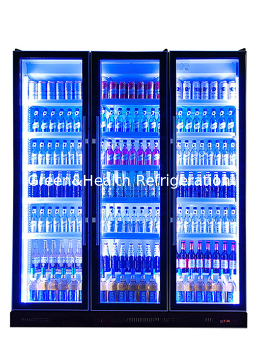 3 Color claro 740L Aire de refrigeración puerta de vidrio de botella de refrigeración de pantalla de nevera