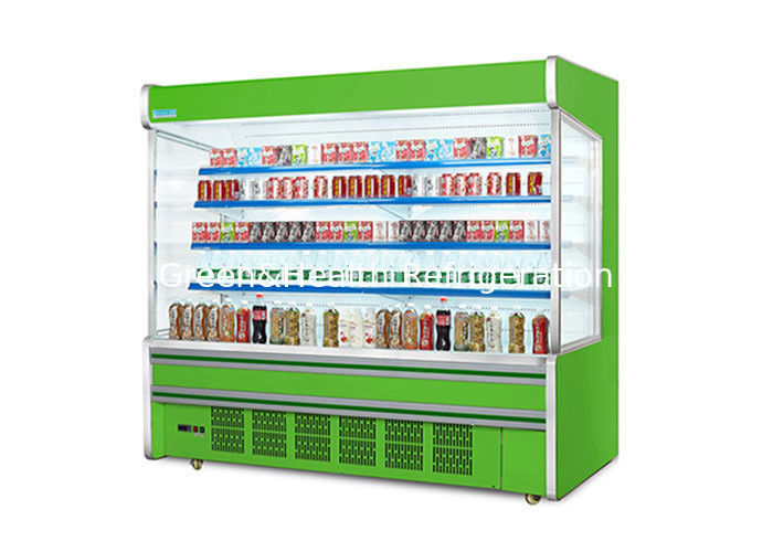 Refrigerador abierto comercial de pisos múltiples con estanterías ajustables de enfriamiento dinámico e iluminación LED para supermercados