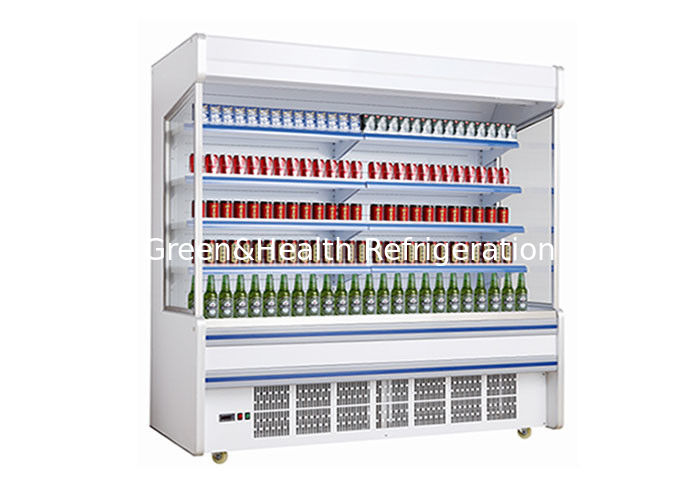 Refrigerador abierto comercial de pisos múltiples con estanterías ajustables de enfriamiento dinámico e iluminación LED para supermercados