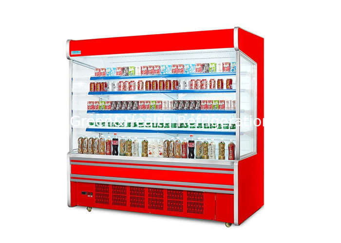 Refrigerador abierto comercial de pisos múltiples con estanterías ajustables de enfriamiento dinámico e iluminación LED para supermercados