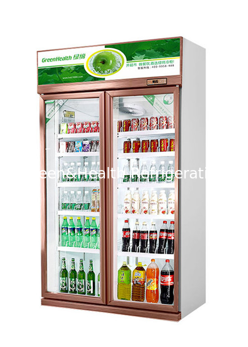 Refrigerador comercial con puertas de vidrio verticales para bebidas para tiendas de conveniencia / restaurantes y cafeterías