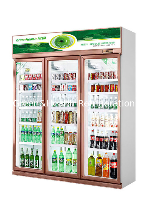Refrigerador comercial con puertas de vidrio verticales para bebidas para tiendas de conveniencia / restaurantes y cafeterías