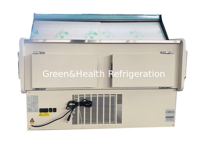 Refrigerador comercial de exhibición con capacidad de 100L con puerta de vidrio frontal abatible y iluminación LED 6500K