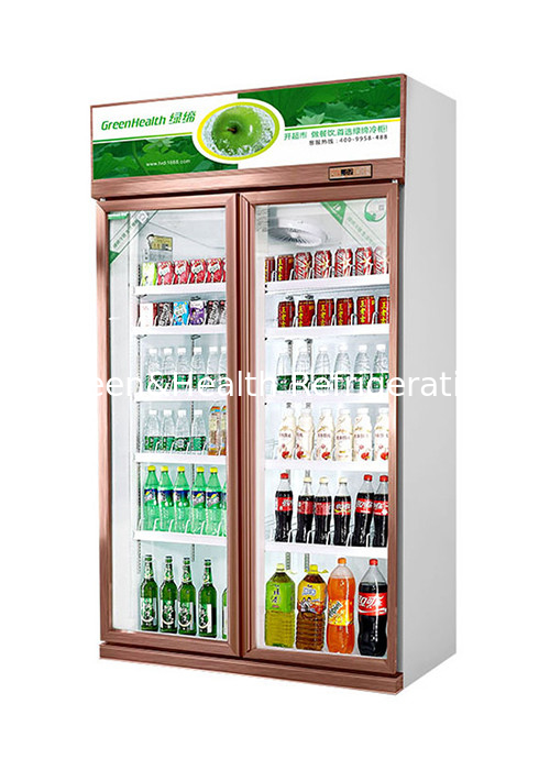 2000 litros de vidrio comercial puerta vertical nevera para la tienda sistema de refrigeración refrigeración de bebidas