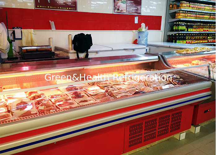 Refrigerador de hipermercado Contador de tipo abierto 2.5M congelador de exhibición de carne fresca