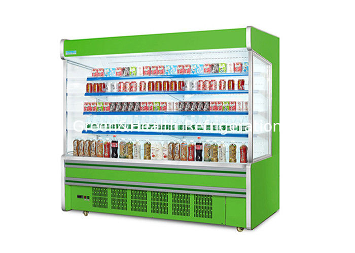 Enfriador abierto de varias cubiertas de acero inoxidable con cortina nocturna de ahorro de energía y descongelación inteligente automática para supermercados