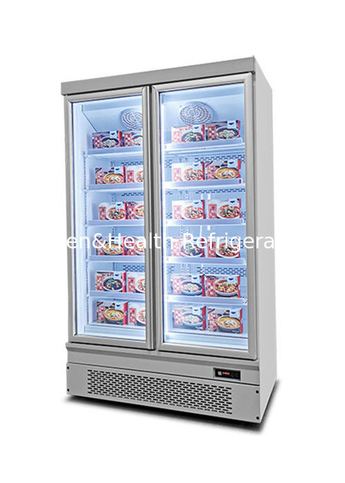 Congelador de exhibición comercial con deshielo automático y refrigeración por ventilador para supermercados con capacidad de 1000L