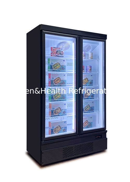 Congelador de exhibición comercial con deshielo automático y refrigeración por ventilador para supermercados con capacidad de 1000L