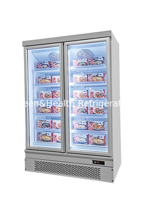 Congelador de exhibición comercial con deshielo automático y refrigeración por ventilador para supermercados con capacidad de 1000L