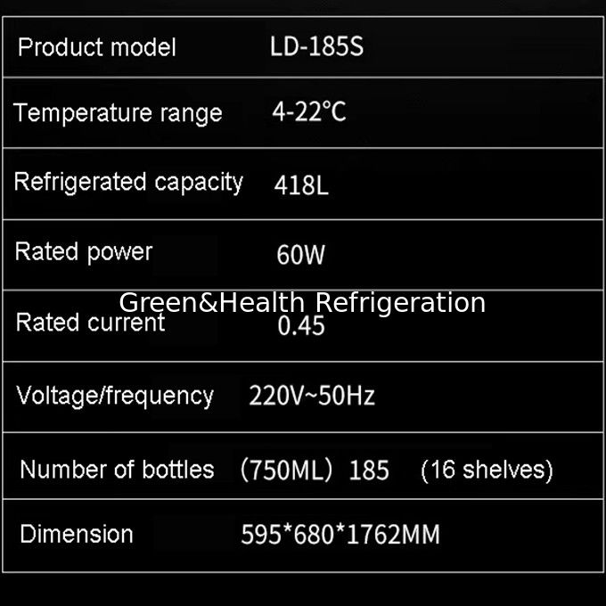 Certificado ETL Refrigerador de vino con ventilación de 360 ° con sistema automático de descongelamiento de 418L 220V 50HZ