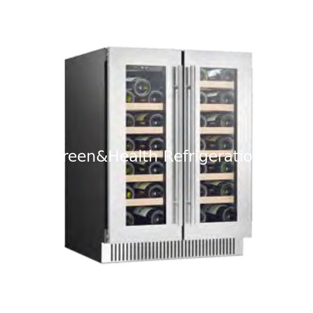Certificado ETL Ahorro de espacio de doble zona refrigerador de acero inoxidable para almacenamiento de cerveza de vino